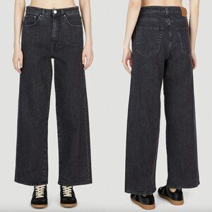 $390 Toteme Charcoal Black Cotton Denim Jean Flair Pants size 28/32